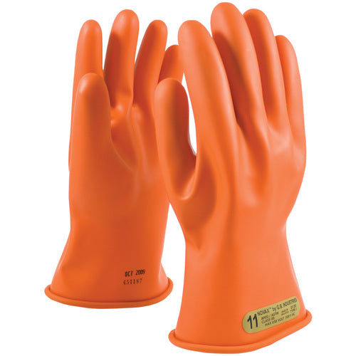 ‎147-00-11/12 - Novax - Natural Rubber Insulating Glove - Class 00 - 11″ - Orange - Straight Cuff - Exact Industrial Supply