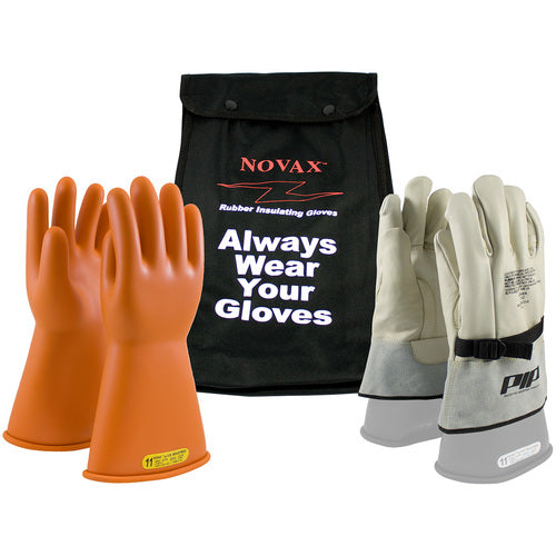 ‎147-SK-2/12-KIT - Novax Insulating Glove Kit - Class 2 - 14″ - Orange - Straight Cuff - Exact Industrial Supply