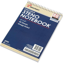 Ability One - Note Pads, Writing Pads & Notebooks; Writing Pads & Notebook Type: Wire Bound Notebook ; Number of Sheets: 80 ; Color: WHITE ; Ruled Width: 6 (Inch); Style of Rule: Gregg - Exact Industrial Supply