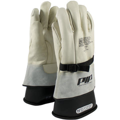 ‎148-4000/7 Leather Gloves - Leather Protector - Grain Cowhide - Class 1-2 - 12 In. - Gauntlet Cuff - Exact Industrial Supply