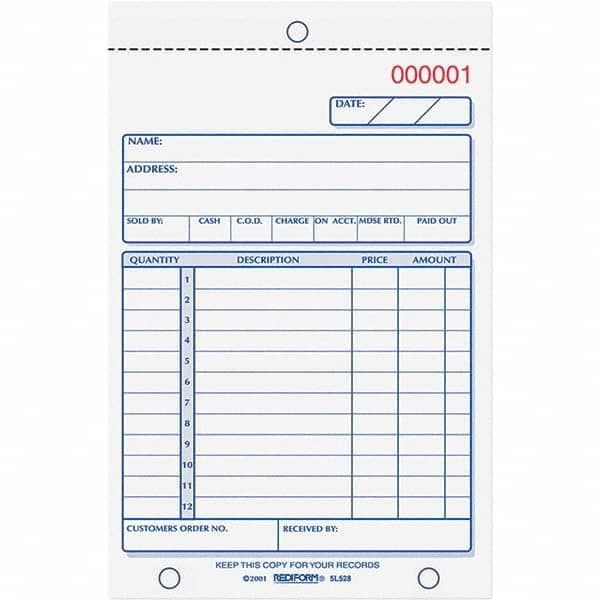 REDIFORM - Note Pads, Writing Pads & Notebooks Writing Pads & Notebook Type: Sales Order Book Size: 4-1/4 x 6-3/8 - Makers Industrial Supply