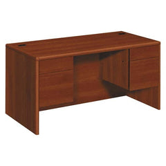 Office Desks; Type: Double Pedestal Desk; Center Draw: No; Color: Cherry; Material: High-Pressure Laminate; Width (Inch): 60 in; 60; Overall Width: 60 in; Depth (Inch): 30; 30 in; Overall Depth: 30 in; Material: High-Pressure Laminate