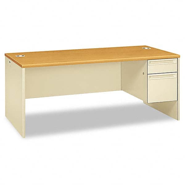 Hon - Office Desks Type: Single Pedestal w/Right Hand Return Center Draw: No - Makers Industrial Supply