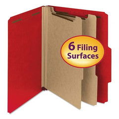 SMEAD - File Folders, Expansion Folders & Hanging Files Folder/File Type: Classification Folders with Tob Tab Fastener Color: Red - Makers Industrial Supply