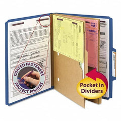 SMEAD - File Folders, Expansion Folders & Hanging Files Folder/File Type: Classification Folders with Tob Tab Fastener Color: Blue - Makers Industrial Supply