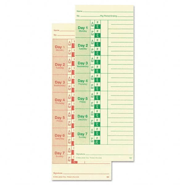 Lathem Time - Time Cards & Time Clock Accessories Type: Bi-Weekly/Weekly Time Cards For Use With: All Side Print Time Clocks - Makers Industrial Supply