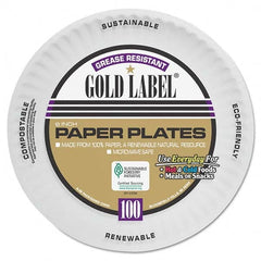 AJM Packaging Corporation - Coated Paper Plates, 6", White, Round, 100/Pack - Makers Industrial Supply