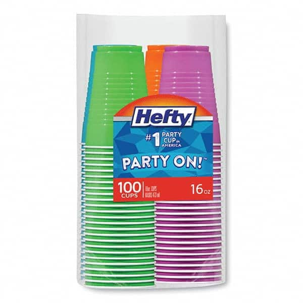 Hefty - Easy Grip Disposable Plastic Party Cups, 16 oz, Assorted, 100/Pack, 4Pk/Carton - Makers Industrial Supply