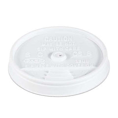 DART - Sip-Through Lids For 10, 12, 14 oz Foam Cups, Plastic, White, 1000/Carton - Makers Industrial Supply