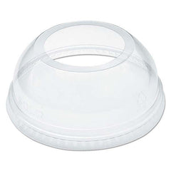 DART - Open-Top Dome Lid for 16-24 oz Plastic Cups, Clear, 1.9" Diam Hole, 1000/Carton - Makers Industrial Supply