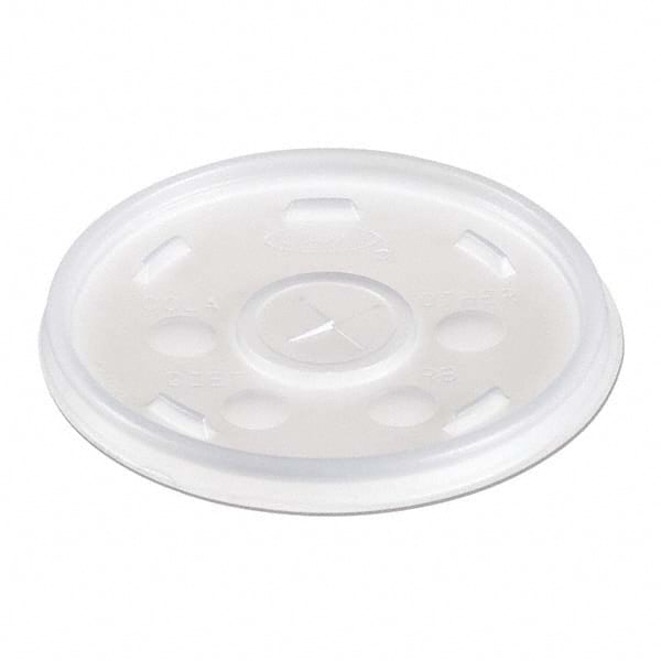 DART - Plastic Lids, for 12 oz Hot/Cold Foam Cups, Slip-Thru Lid, White, 1000/Carton - Makers Industrial Supply