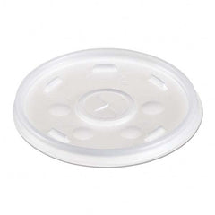 DART - Plastic Lids, for 12 oz Hot/Cold Foam Cups, Slip-Thru Lid, White, 1000/Carton - Makers Industrial Supply