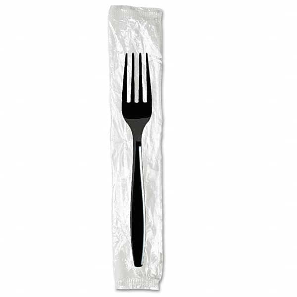 Dixie - Individually Wrapped Forks, Plastic, Black, 1000/Carton - Makers Industrial Supply