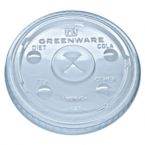 Fabri-Kal - Greenware Cold Drink Lids, Fits 16-18, 24 oz Cups, X-Slot, Clear, 1000/Carton - Makers Industrial Supply