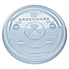 Fabri-Kal - Greenware Cold Drink Lids, Fits 16-18, 24 oz Cups, X-Slot, Clear, 1000/Carton - Makers Industrial Supply