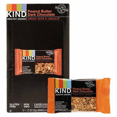 KIND - Snacks, Cookies, Candy & Gum Breakroom Accessory Type: Granola Bars Breakroom Accessory Description: Healthy Grains Bar, Peanut Butter Dark Chocolate, 1.2 oz, 12/Box - Makers Industrial Supply