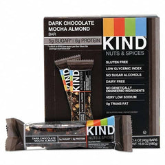 KIND - Snacks, Cookies, Candy & Gum Breakroom Accessory Type: Granola Bars Breakroom Accessory Description: Nuts and Spices Bar, Dark Chocolate Mocha Almond, 1.4 oz Bar, 12/Box - Makers Industrial Supply