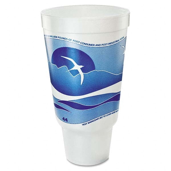 DART - Horizon Flush Fill Foam Cup, Hot/Cold, 44 oz, Ocean Blue/White, 15/Bag - Makers Industrial Supply