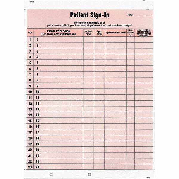 Tabbies - Note Pads, Writing Pads & Notebooks Writing Pads & Notebook Type: Sign-In Label Form Size: 8-1/2 x 11-5/8 - Makers Industrial Supply