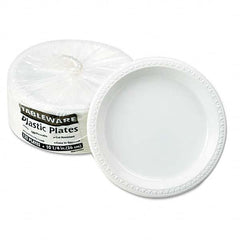 Tablemate Products - Plastic Dinnerware, Plates, 10-1/4" Diam, White, 125/Pack - Makers Industrial Supply