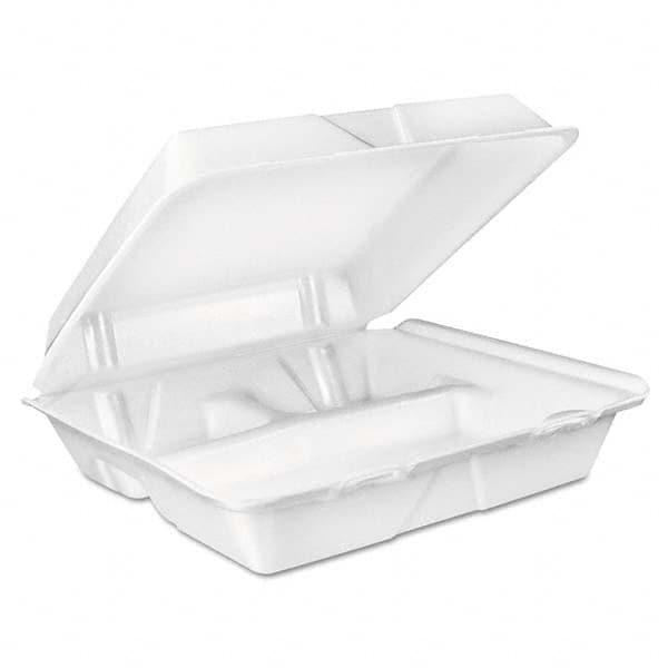 DART - Large Foam Carryout, Food Container, 3-Compartment, White, 9-2/5 x 9 x 3 - Makers Industrial Supply