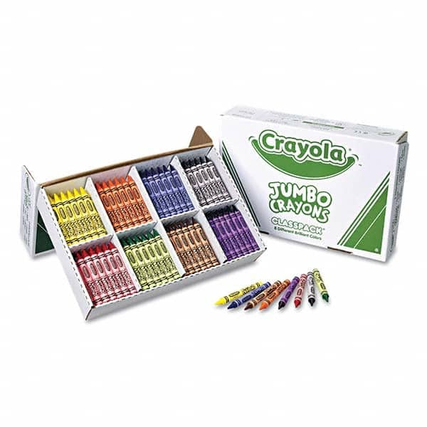 Crayola - Markers & Paintsticks Type: All Purpose Wax Crayon Color: Black; Blue; Brown; Green; Orange; Red; Violet; Yellow - Makers Industrial Supply