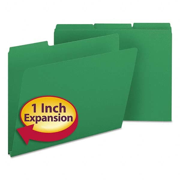 SMEAD - File Folders, Expansion Folders & Hanging Files Folder/File Type: File Folders with Top Tab Fastener Color: Green - Makers Industrial Supply