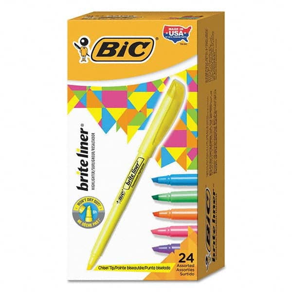 Bic - Markers & Paintsticks Type: Highlighter Color: Yellow; Orange; Pink; Green; Blue - Makers Industrial Supply