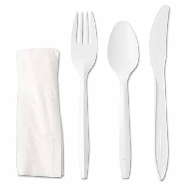 GEN - Wrapped Cutlery Kit, Fork/Knife/Spoon/Napkin, White, 250/Carton - Makers Industrial Supply