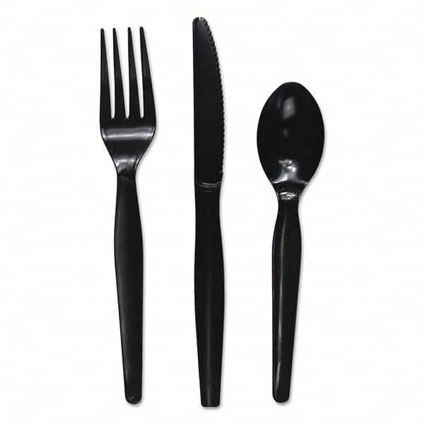 Boardwalk - Three-Piece Cutlery Kit, Fork/Knife/Teaspoon, Heavyweight, Black, 250/Carton - Makers Industrial Supply