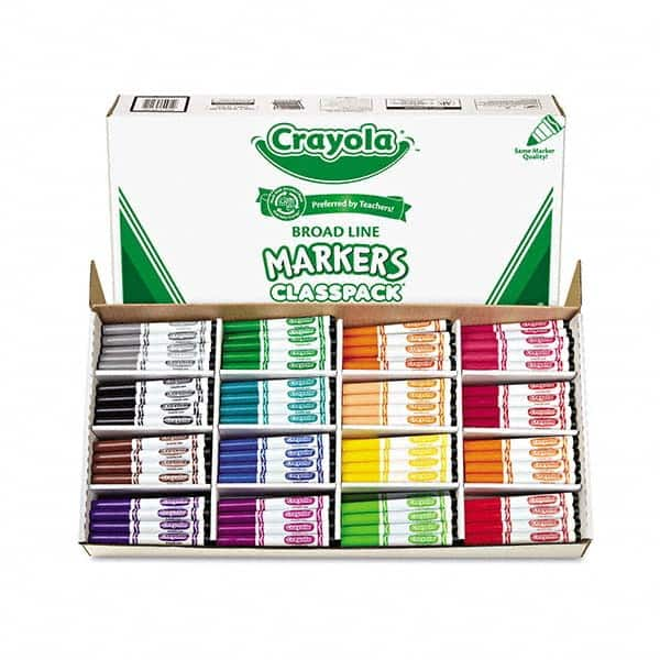 Crayola - Markers & Paintsticks Type: Marker Color: Black; Blue; Brown; Dolphin Gray; Flamingo Pink; Green; Iguana Green; Orange; Raspberry; Red; Royal Purple; Sandy Tan; Tiger Orange; Turquoise; Violet; Yellow - Makers Industrial Supply