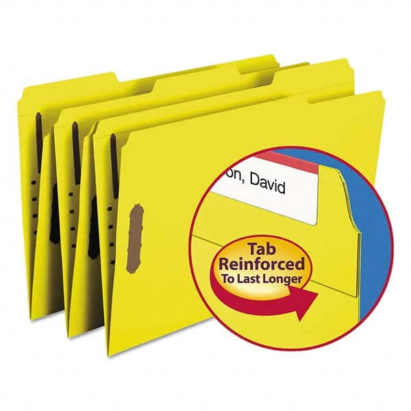 SMEAD - File Folders, Expansion Folders & Hanging Files Folder/File Type: File Folders with Top Tab Fastener Color: Yellow - Makers Industrial Supply