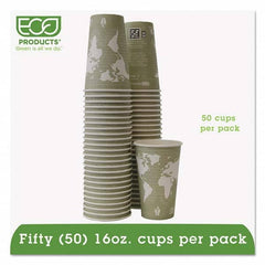 ECO PRODUCTS - World Art Renewable/Compostable Hot Cups, 16 oz, Moss, 50/Pack - Makers Industrial Supply