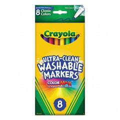 Crayola - Markers & Paintsticks Type: Washable Marker Color: Black; Blue; Brown; Green; Orange; Red; Violet; Yellow - Makers Industrial Supply