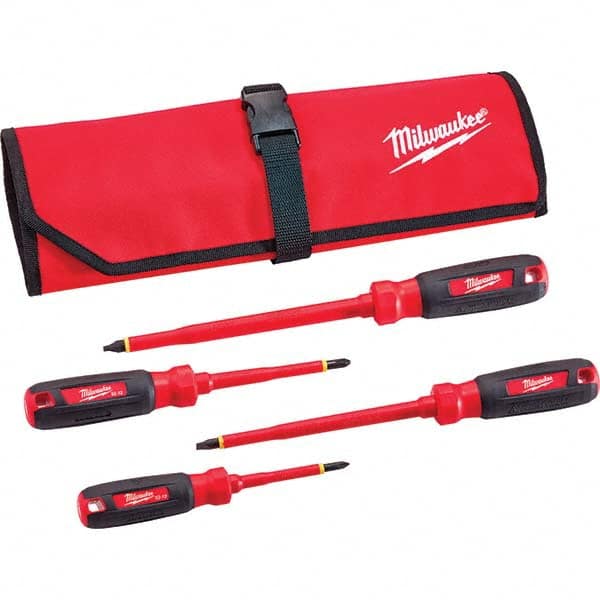 Milwaukee Tool - Screwdriver Sets Screwdriver Types Included: Insulated Slotted; Phillips Number of Pieces: 4 - Makers Industrial Supply