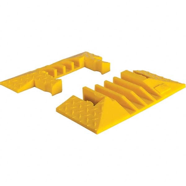 Checkers - 1 2-Piece 4-Channel 8' OAL 1-1/4 Max Cable Diam Yellow On Floor Cable Cover - Makers Industrial Supply