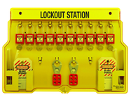 Padllock Wall Station - 15-1/2 x 22 x 1-3/4''-With (10) Xenoy Padlocks - Makers Industrial Supply