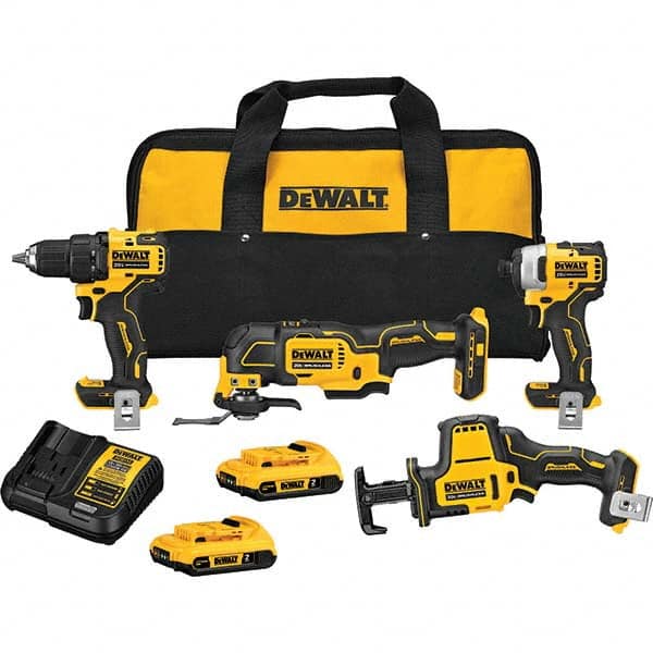 DeWALT - Cordless Tool Combination Kits Voltage: 20 Tools: 1/2" Drill/Driver; 1/4" Impact Driver; Reciprocating Saw; Oscillating Multi-Tool - Makers Industrial Supply