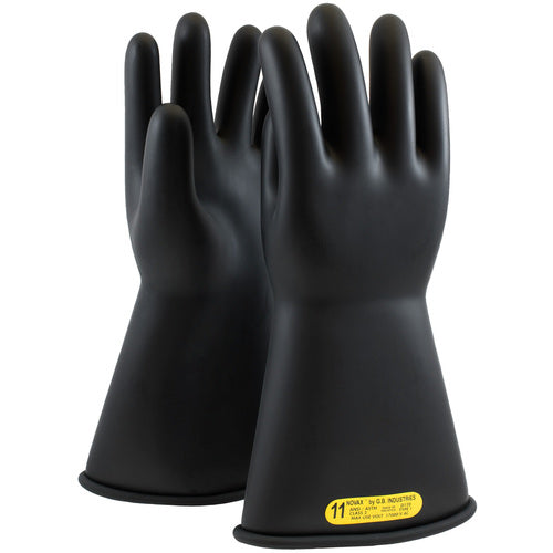 ‎150-2-14/8 - Novax - Natural Rubber Insulating Glove - Class 2 - 14″ - Black - Straight Cuff - Exact Industrial Supply