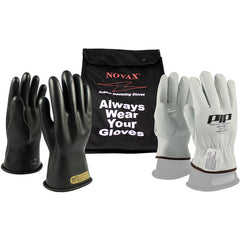 ‎150-SK-00/10-KIT Kit - Novax Insulating Glove Kit - Class 00 - 11″ - Black - Straight Cuff - Exact Industrial Supply