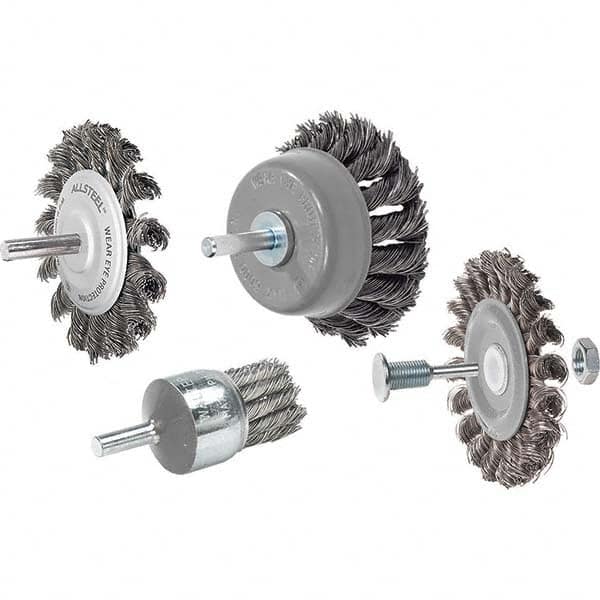 WALTER Surface Technologies - 3" OD, 3/8" Arbor Hole, Knotted Steel Wheel Brush - Makers Industrial Supply