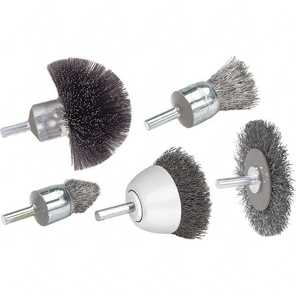 WALTER Surface Technologies - 2" OD, 1/4" Arbor Hole, Crimped Steel Wheel Brush - Makers Industrial Supply