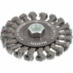 WALTER Surface Technologies - 5" OD, 5/8-11 Arbor Hole, Knotted Steel Wheel Brush - Makers Industrial Supply