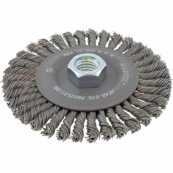 WALTER Surface Technologies - 5" OD, 5/8-11 Arbor Hole, Stringer Bead Steel Wheel Brush - Makers Industrial Supply