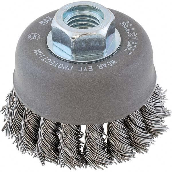 WALTER Surface Technologies - 3" Diam 5/8-11 Threaded Arbor Steel Fill Cup Brush - Makers Industrial Supply