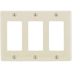 Wall Plates; Wall Plate Type: Outlet Wall Plates; Color: Light Almond; Wall Plate Configuration: GFCI/Surge Receptacle; Material: Thermoplastic; Shape: Rectangle; Wall Plate Size: Standard; Number of Gangs: 3; Overall Length (Inch): 4.6300; Overall Width