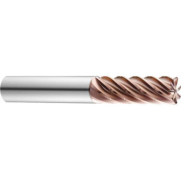 Square End Mill: 1/4'' Dia, 1'' LOC, 1/4'' Shank Dia, 3'' OAL, 7 Flutes, Solid Carbide Single End, TiN Finish, Spiral Flute, Variable Helix, RH Cut, RH Flute, Series 77