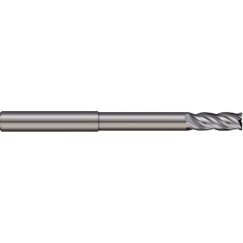 Corner Radius End Mill: 0.2362″ Dia, 0.315″ LOC, 4 Flutes, Solid Carbide 38 ° Helix, Bright/Uncoated, Corner Radius End