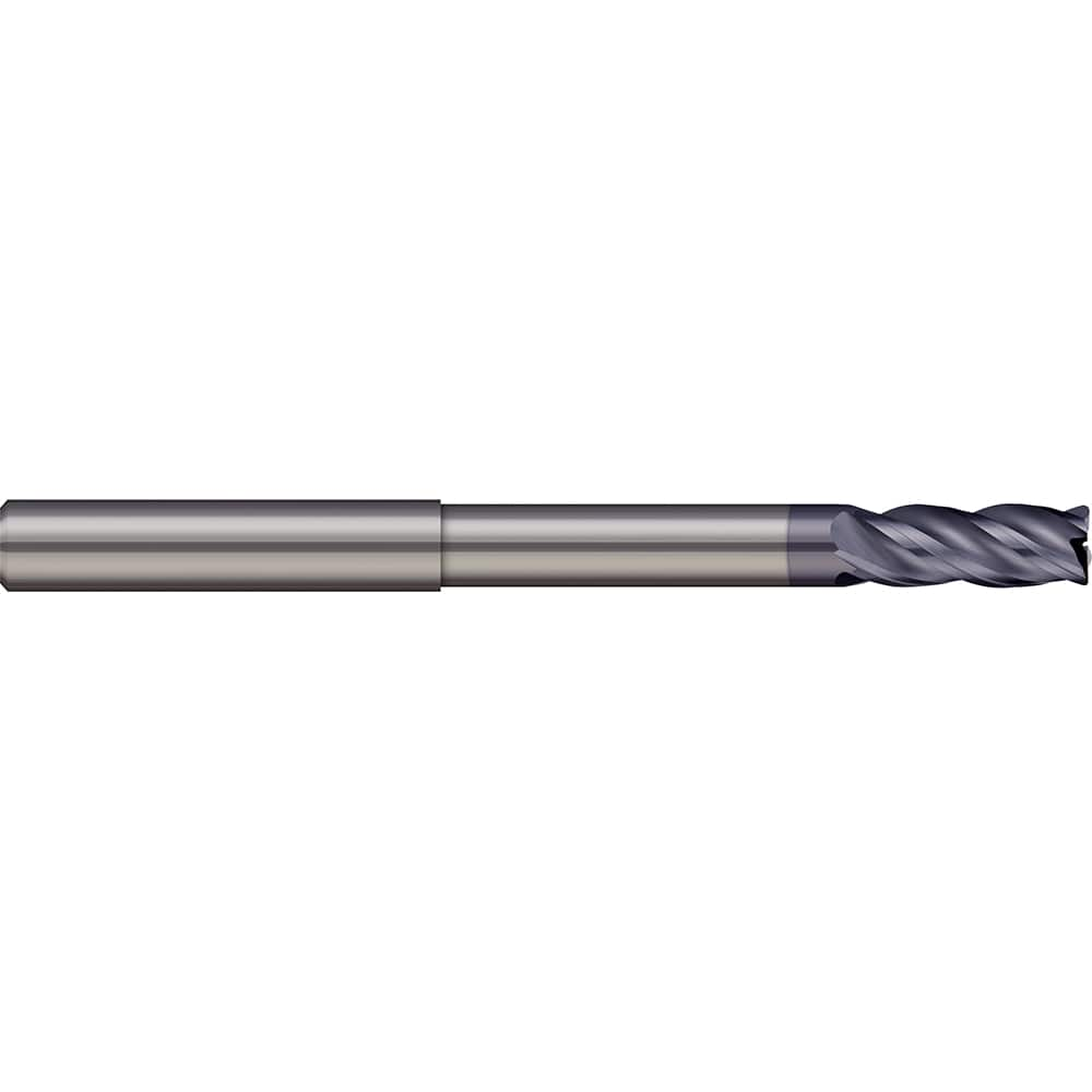 Corner Radius End Mill: 1/2″ Dia, 1″ LOC, 0.03″ Radius, 4 Flutes, Solid Carbide 6″ OAL, 1/2″ Shank Dia, 38 ° Helix, AlTiN Coated, Corner Radius End, Centercutting