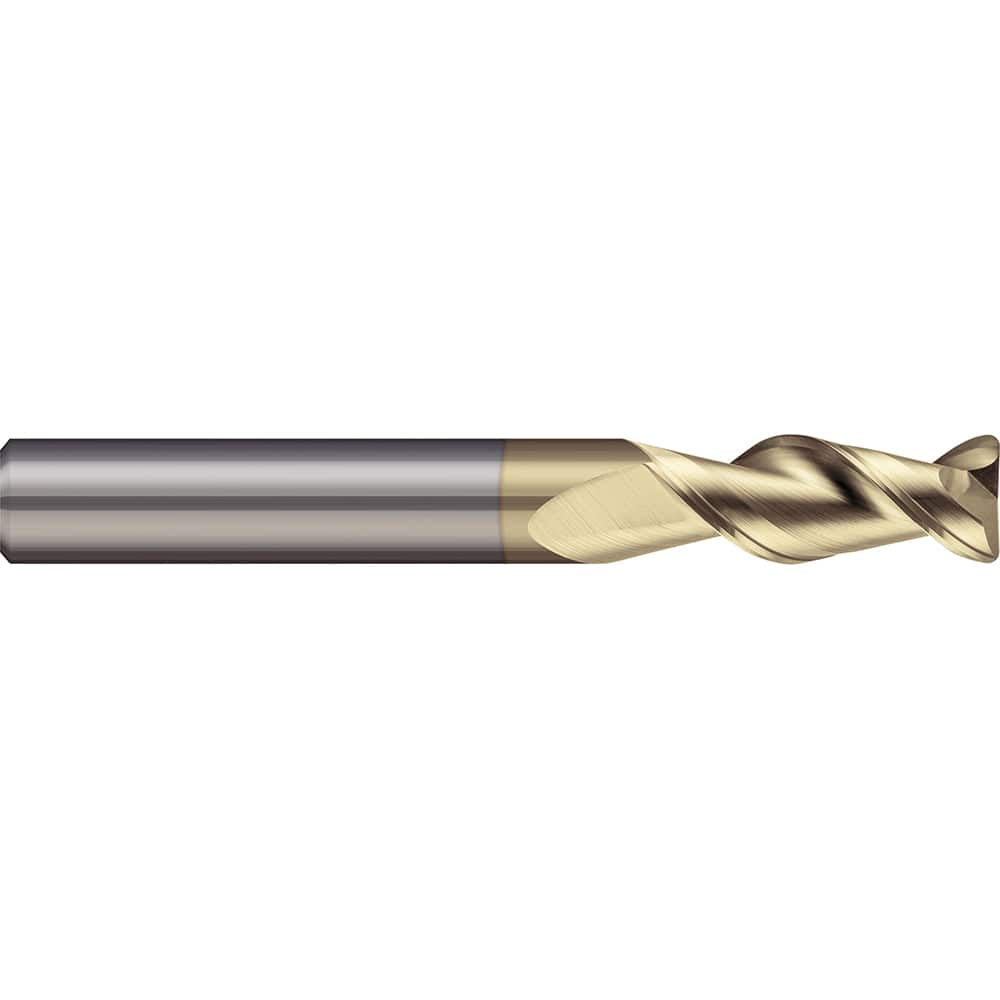 Corner Radius End Mill: 1″ Dia, 1-1/2″ LOC, 0.03″ Radius, 2 Flutes, Solid Carbide 4″ OAL, 1″ Shank Dia, 45 ° Helix, ZrN Coated, Corner Radius End